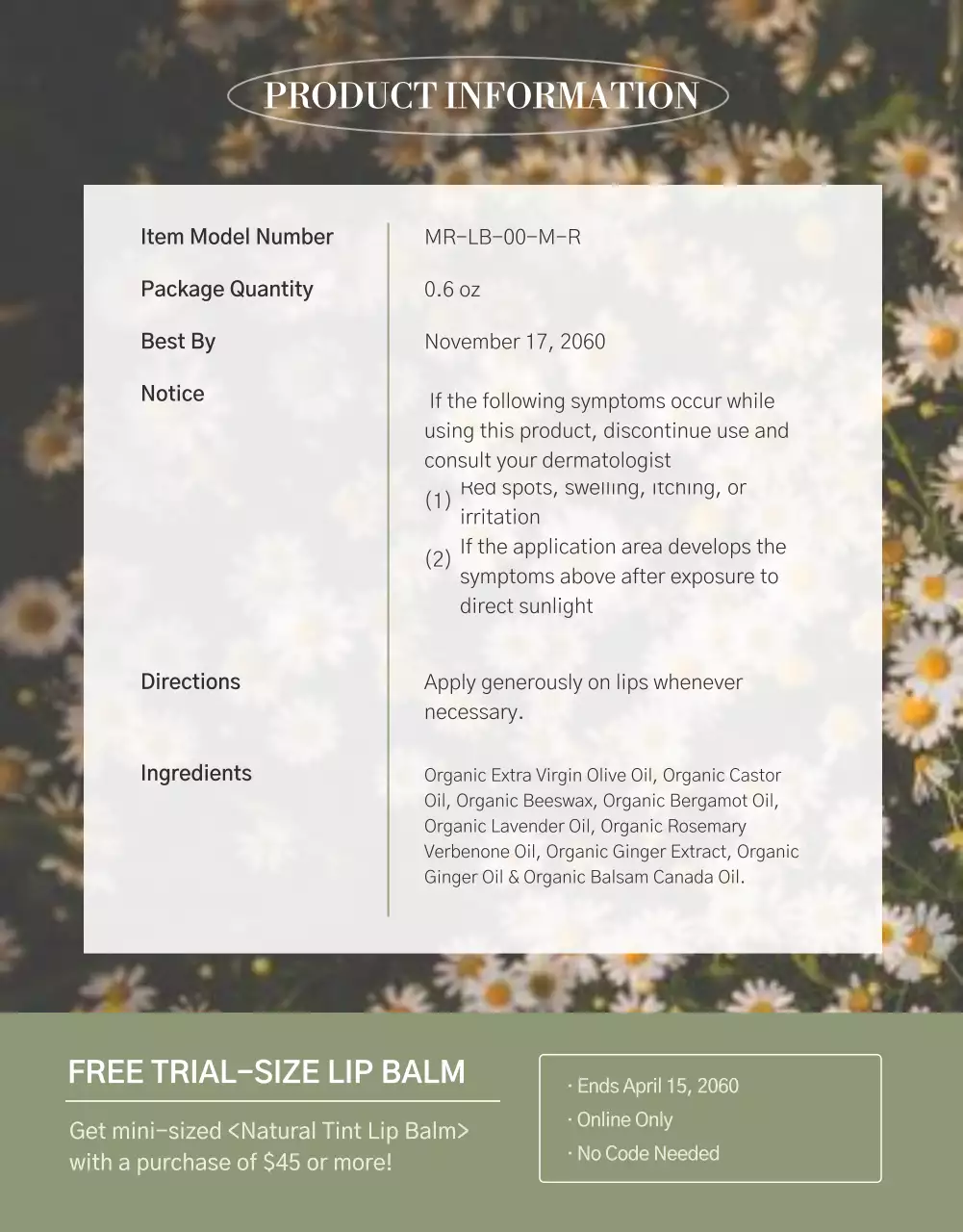 Simple Lip Balm Cosmetics in Green Color