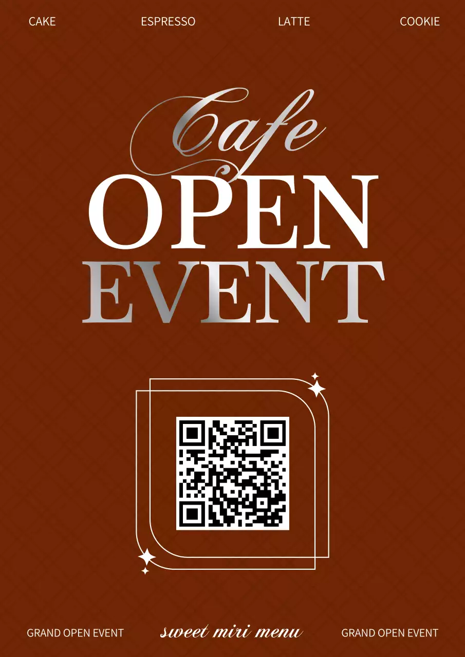 茶色 モダン カフェ お知らせ ポスター