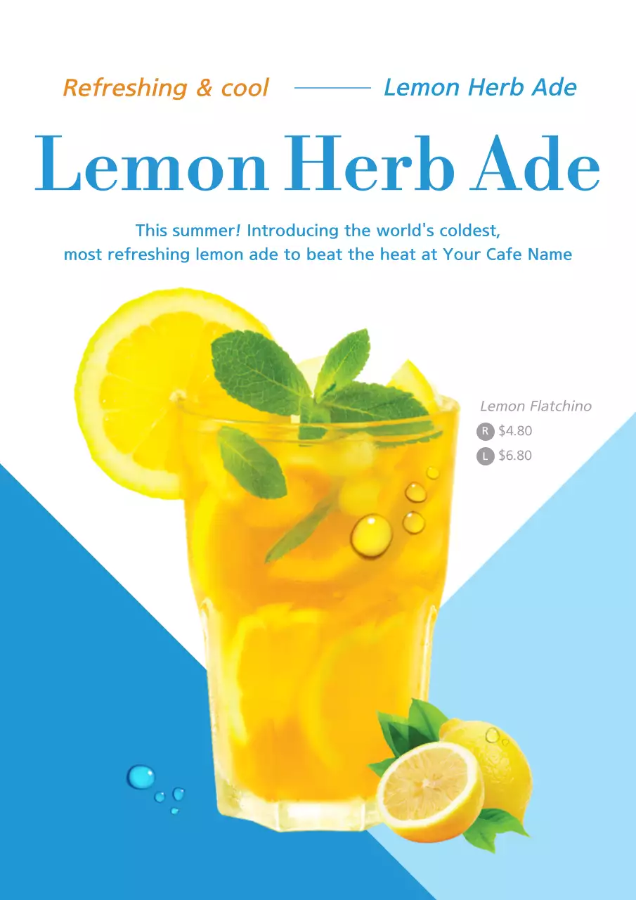 Blue Modern Beverage Promotion Poster