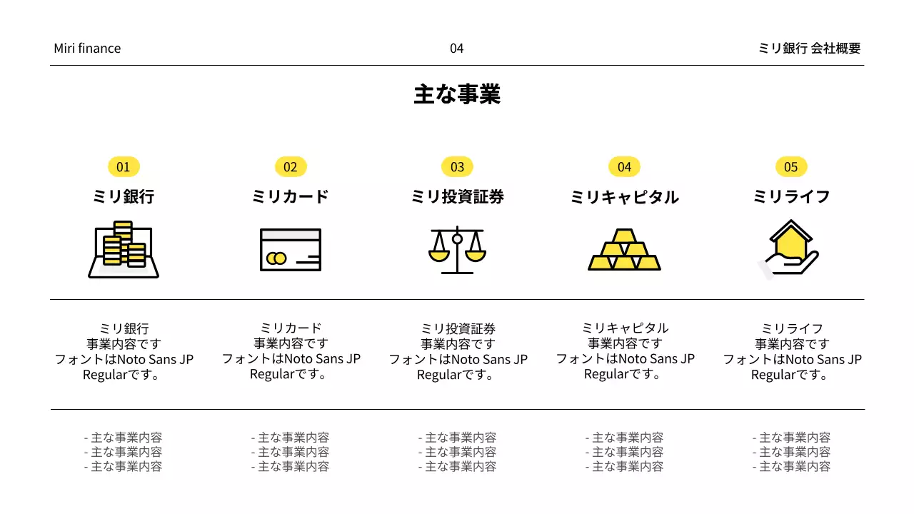 黄色 シンプル 金融 資料 プレゼンテーション