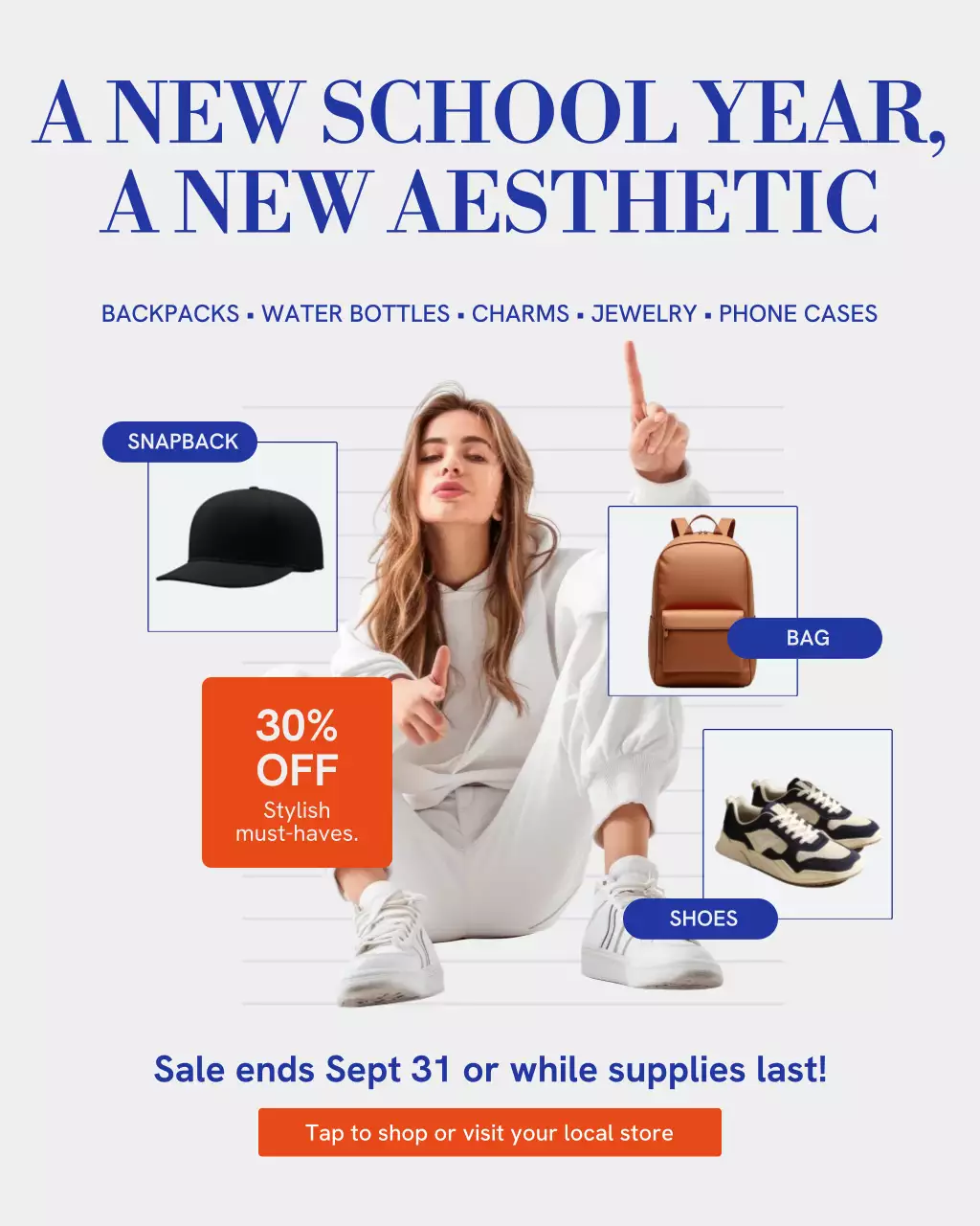 Beige and Blue Trendy Modern School Sale Promotion Instagram Post