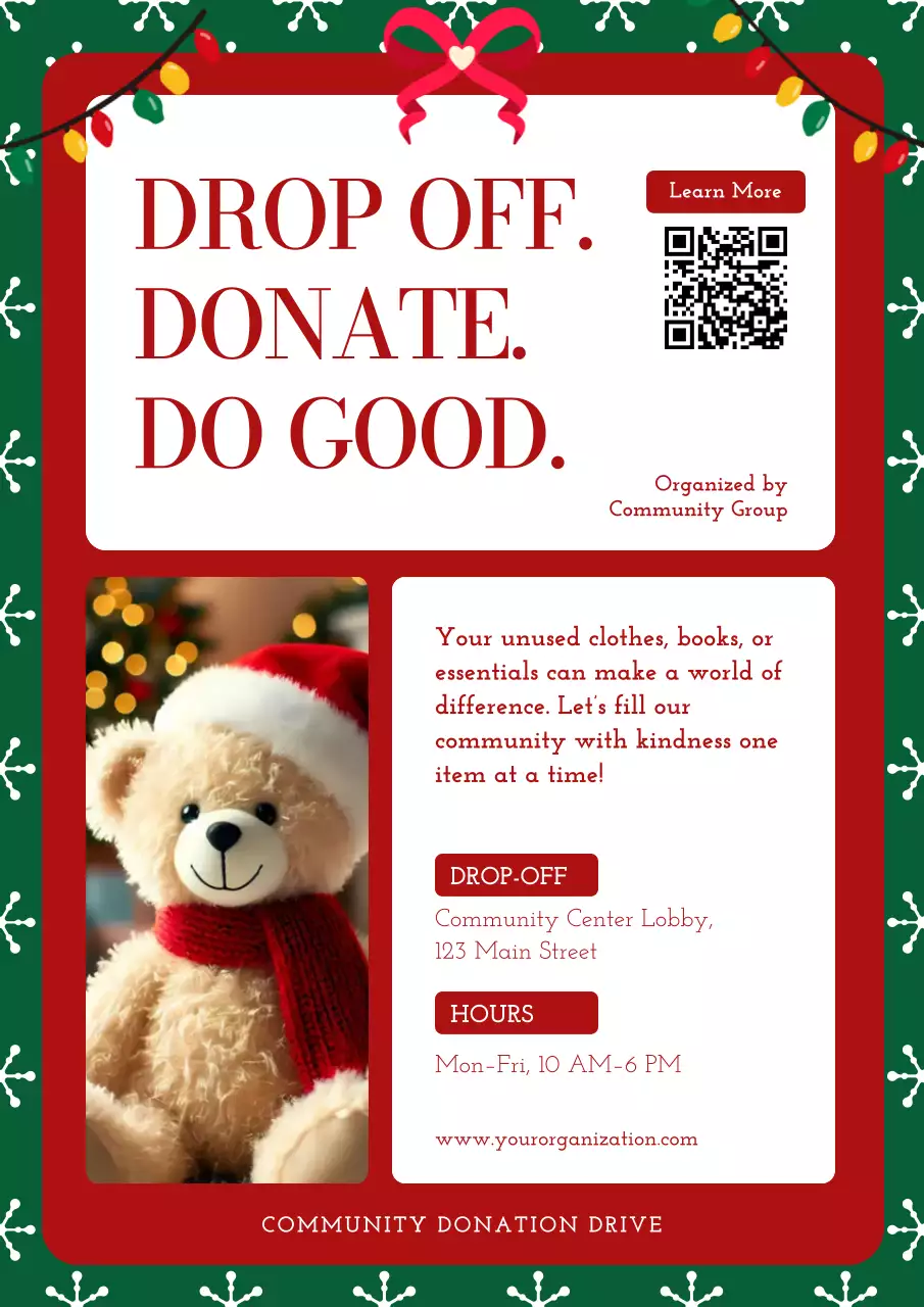 Red Festive Christmas Donation Campaign Web Poster