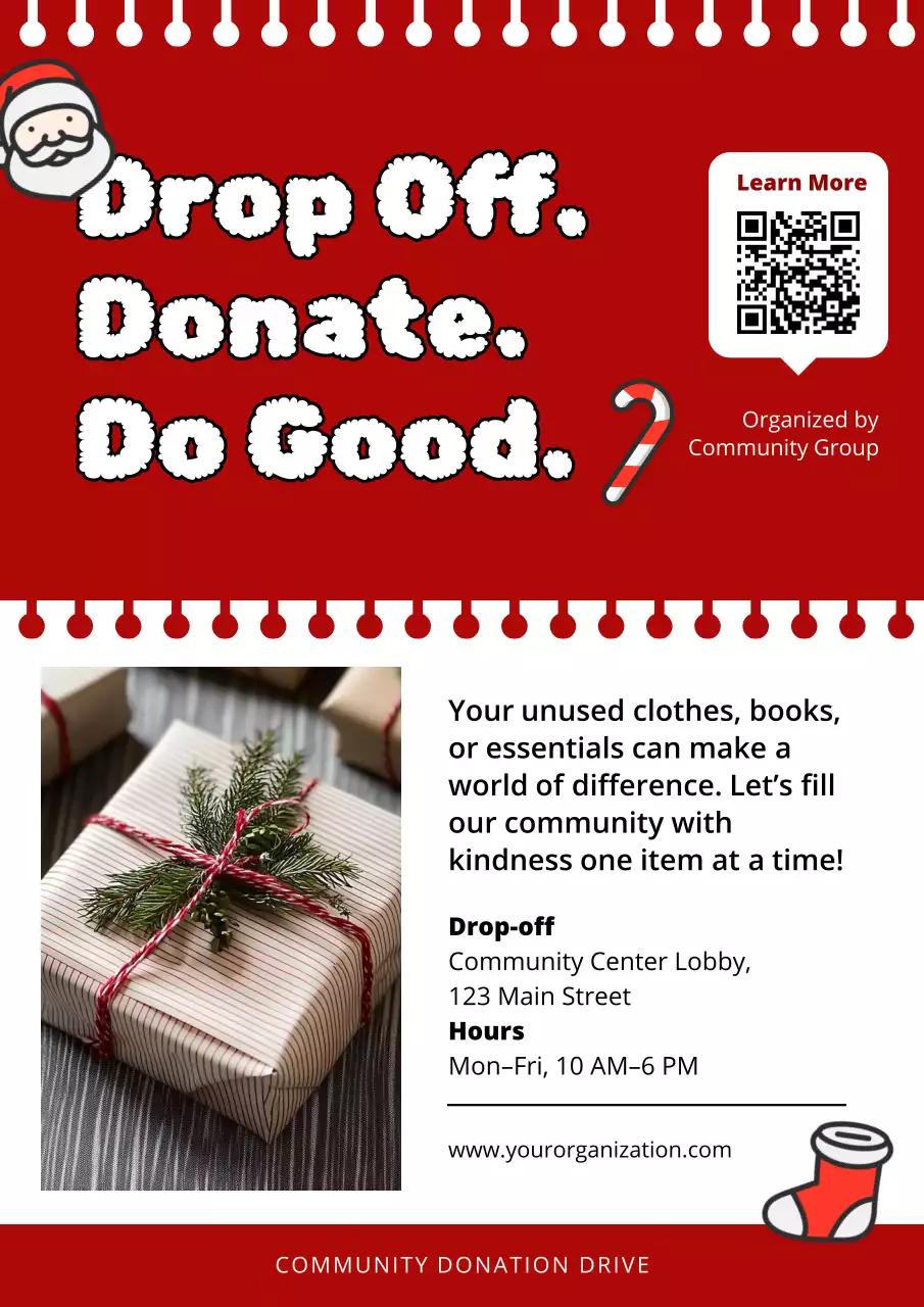 Red Festive Christmas Donation Campaign Web Poster