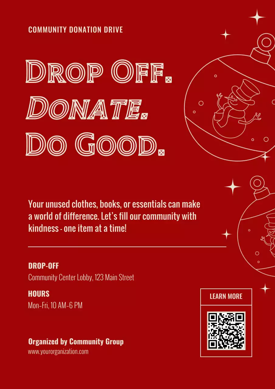 Red Festive Christmas Donation Campaign Web Poster