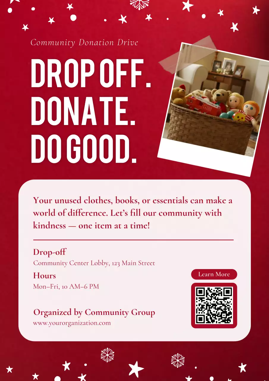 Red Christmas Festive Donation Announcement Web Poster