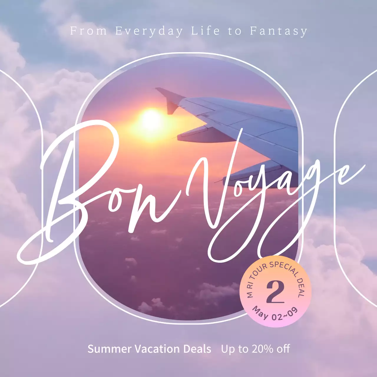 보라색의 차분한 여행 홍보