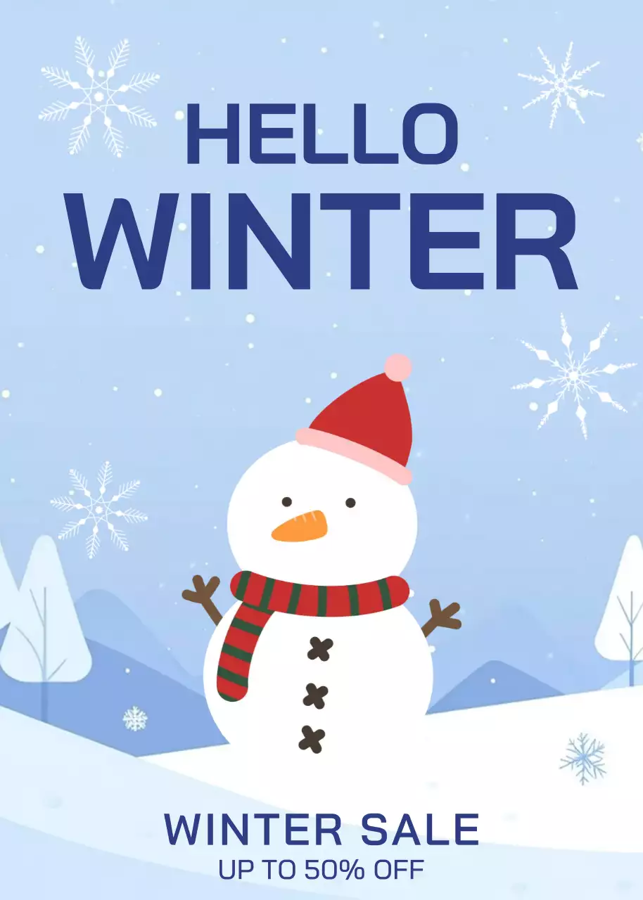 하늘색 심플 겨울 할인 행사