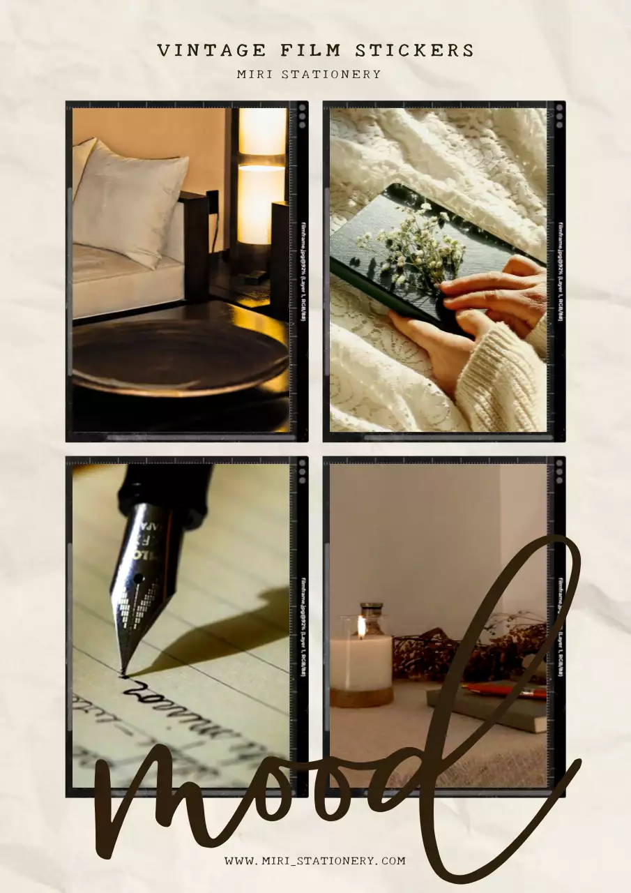 ベージュ ビンテージ ステーショナリー シール ポスター