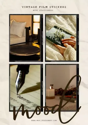 ベージュ ビンテージ ステーショナリー シール ポスター