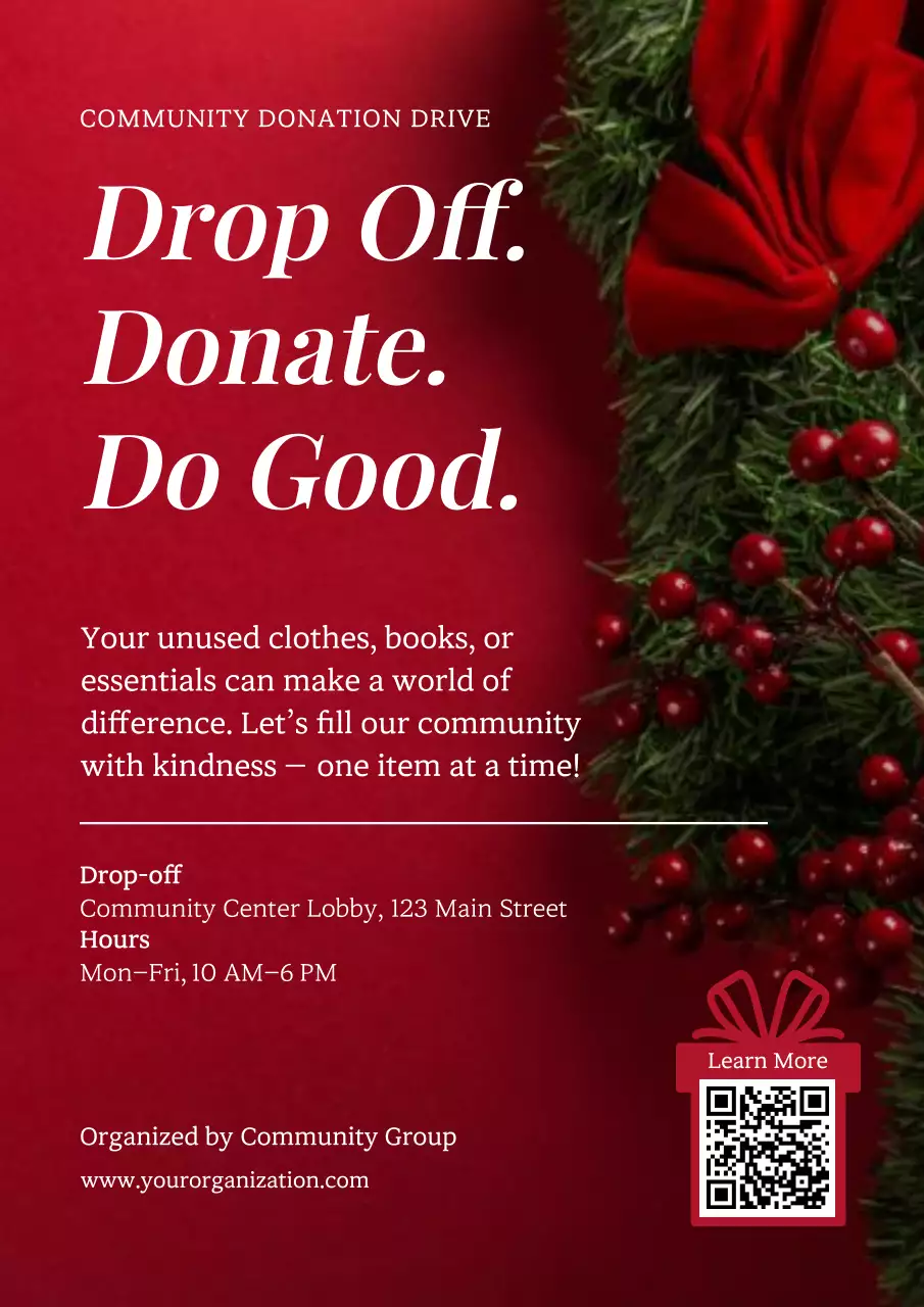 Red Elegant Christmas Donation Announcement Web Poster