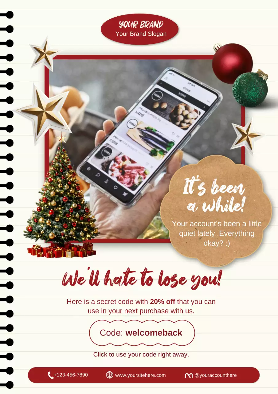 Beige and Red Festive Christmas Holiday Promotion Poster