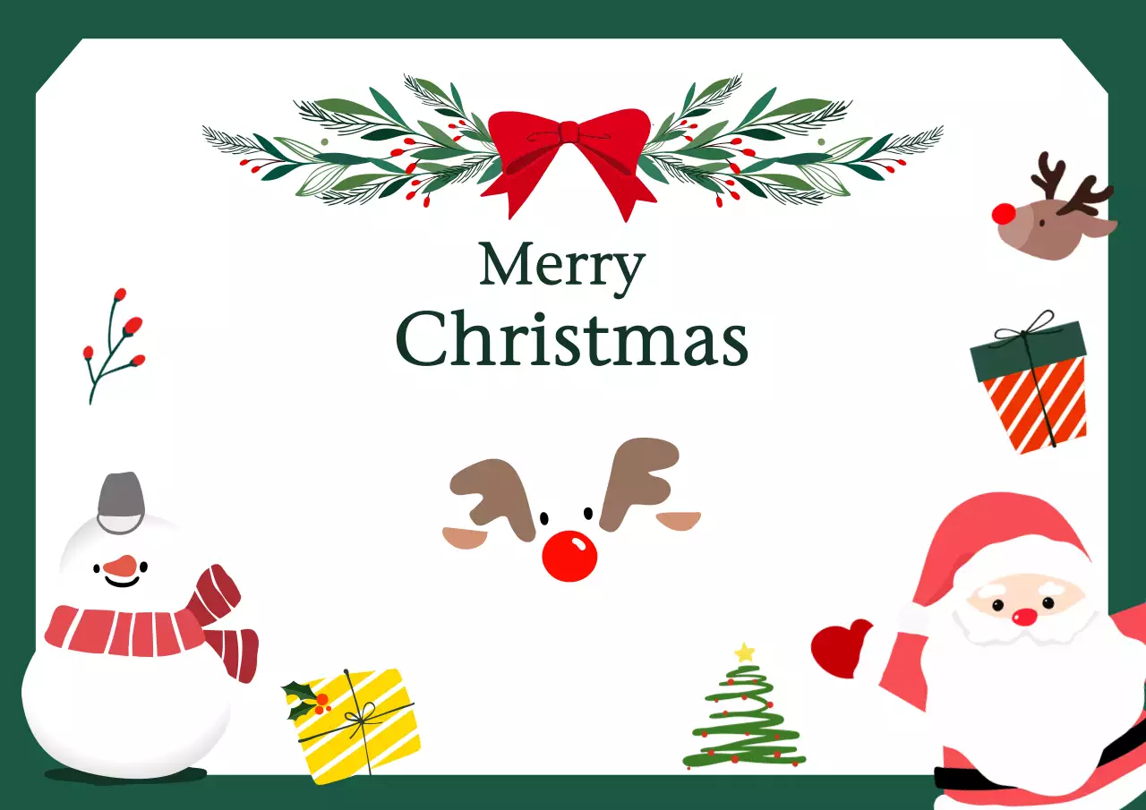 초록 아기자기한 크리스마스 엽서