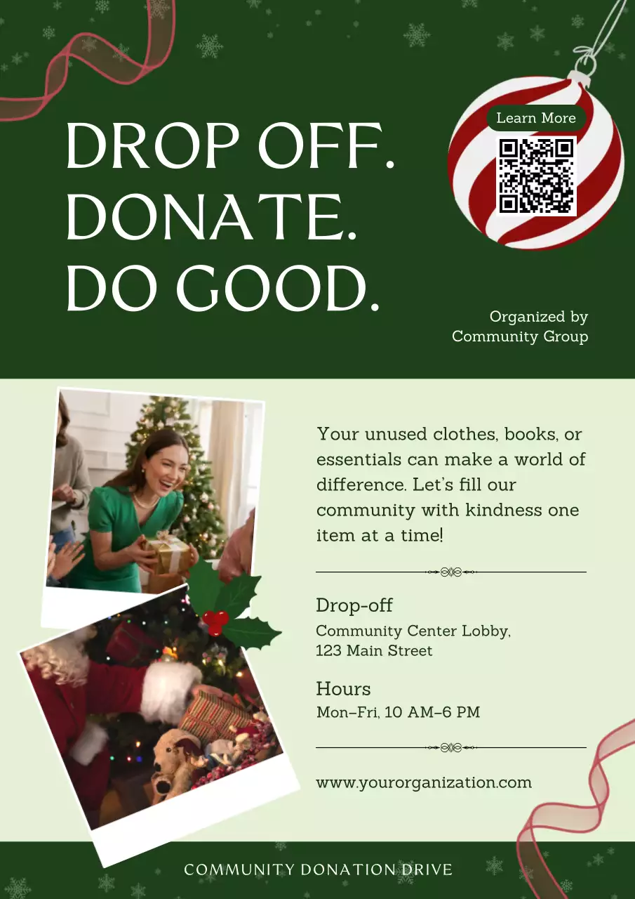 Green Modern Christmas Donation Campaign Web Poster