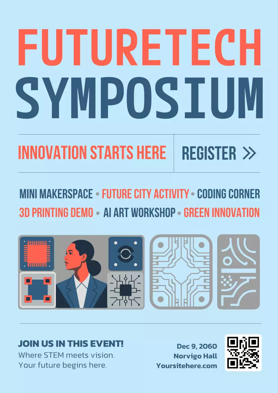 Blue Modern Tech Register Poster