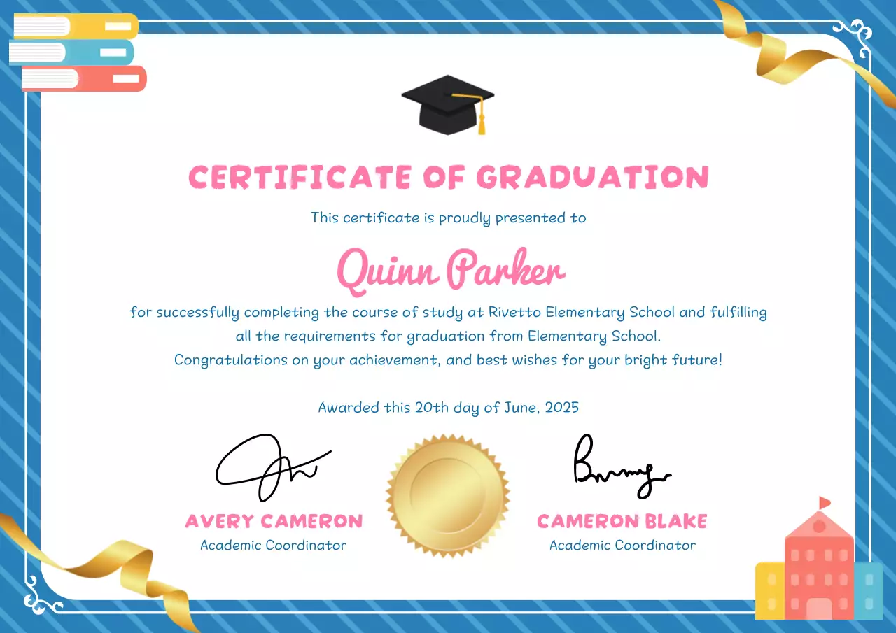 Blue Classic Certificate of Graduation