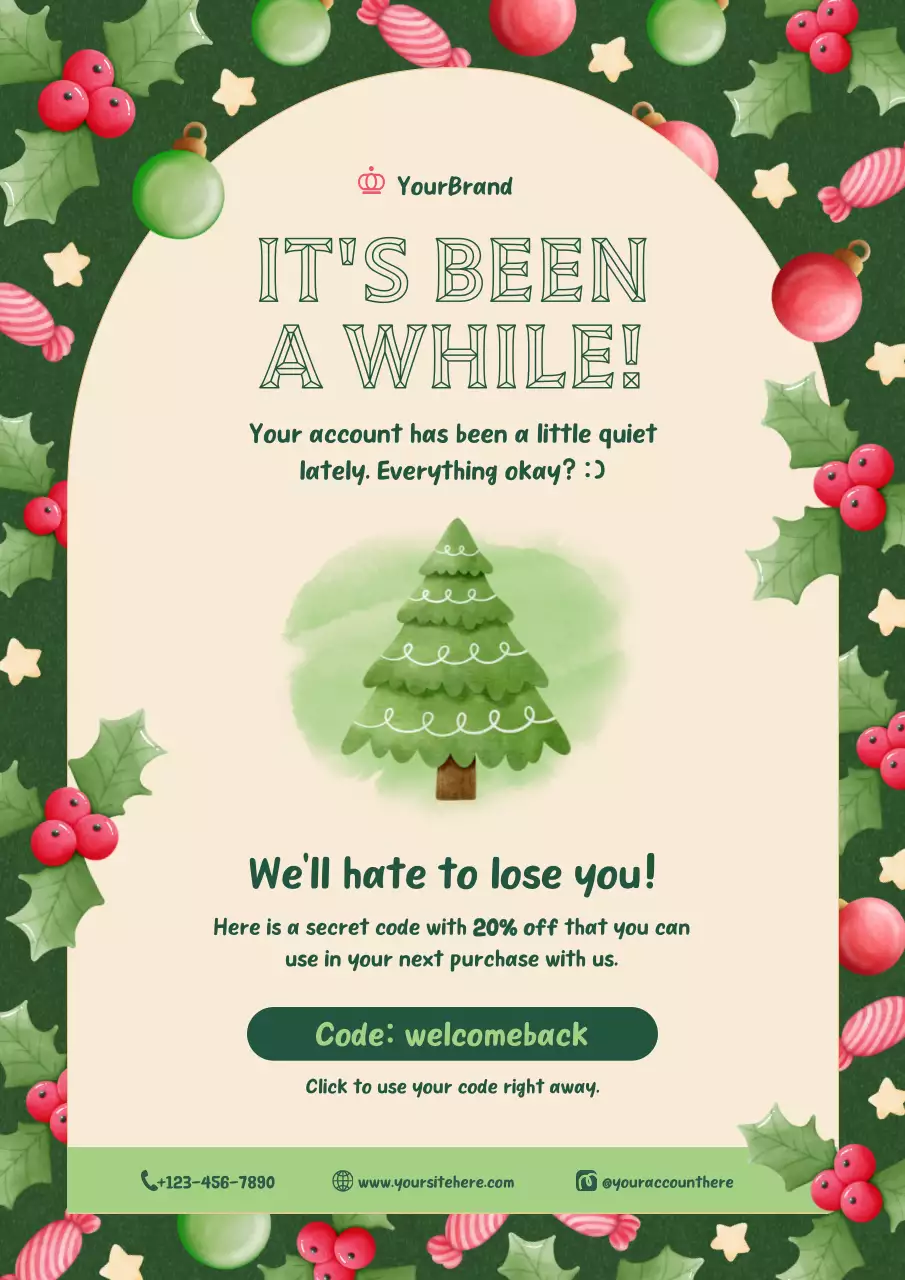 Green Watercolor Festive Christmas Holiday Promotion Poster