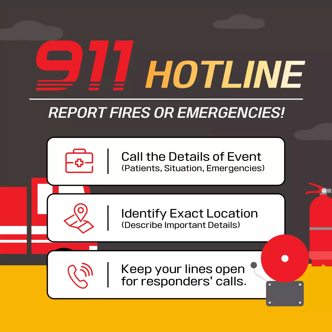 Red Modern Emergency Announcement Social Media Post