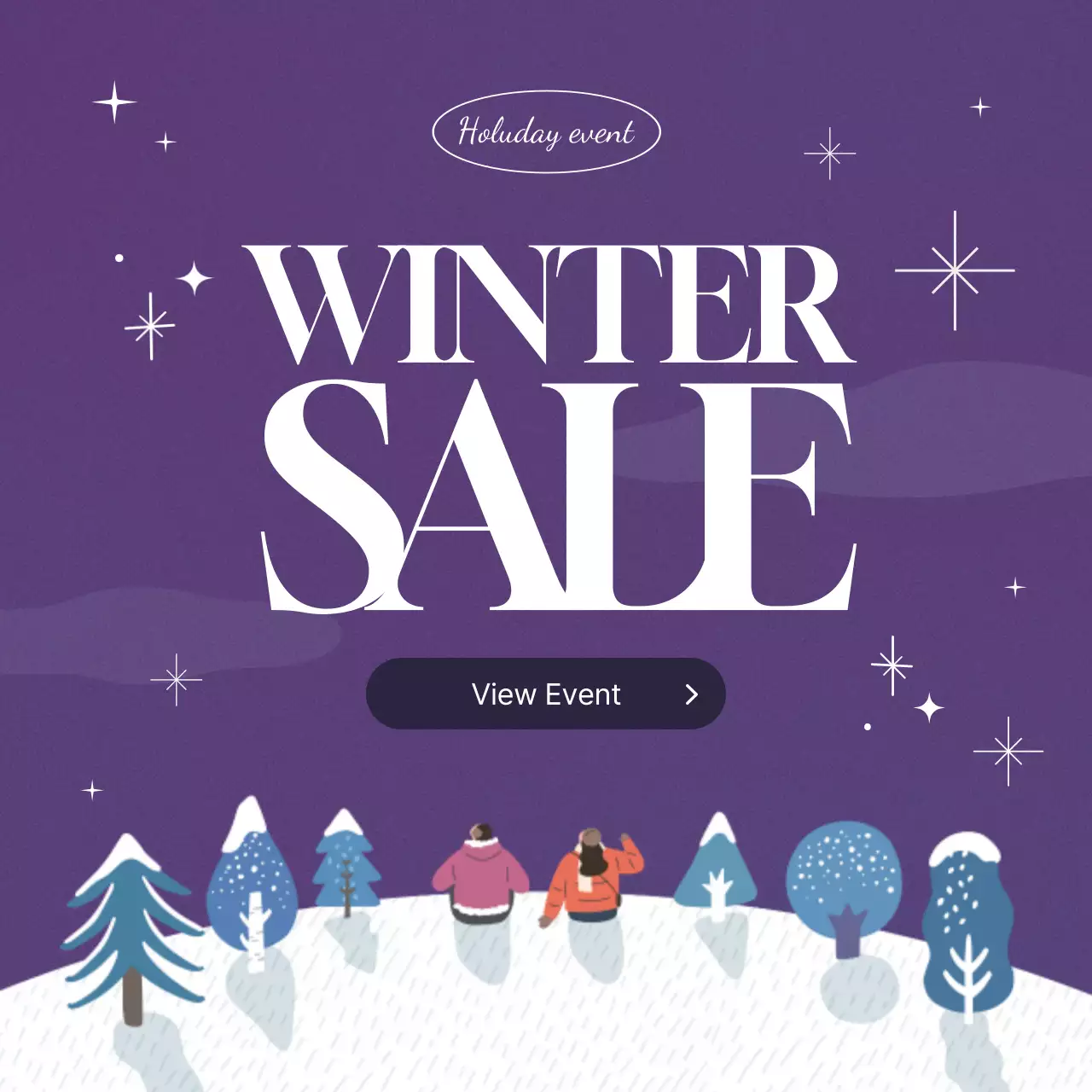 보라색과 흰색의 아기자기한 겨울 할인