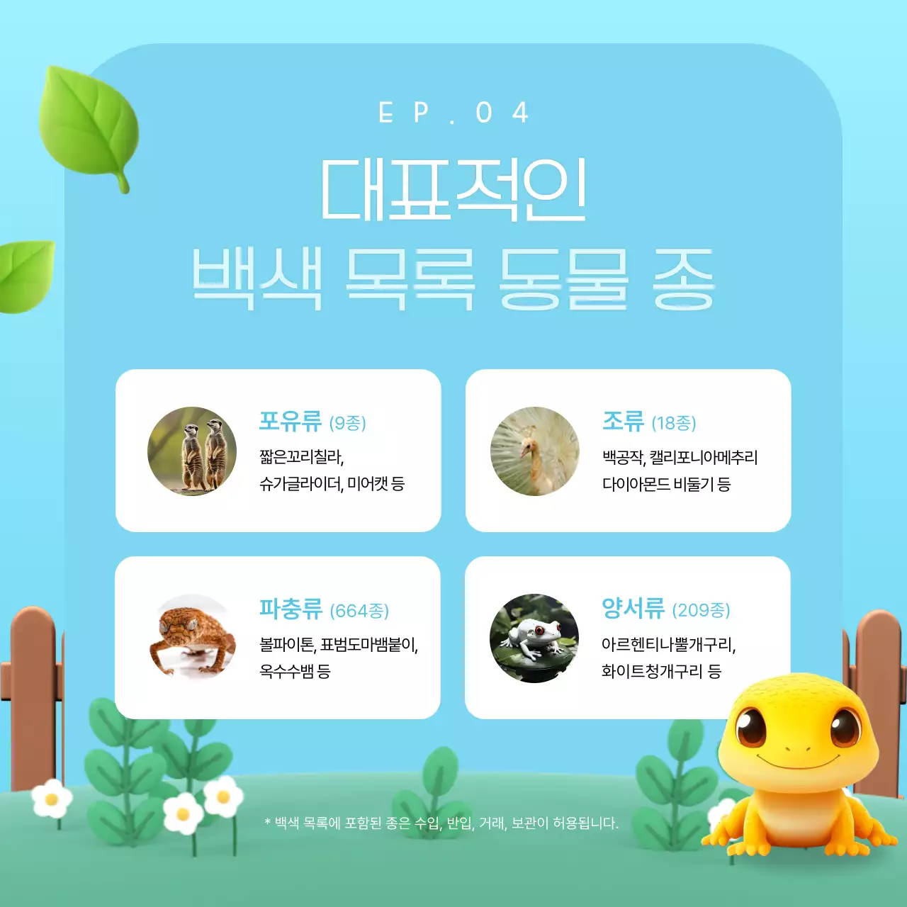 하늘색의 아기자기한 야생동물 영업 허가제 광고