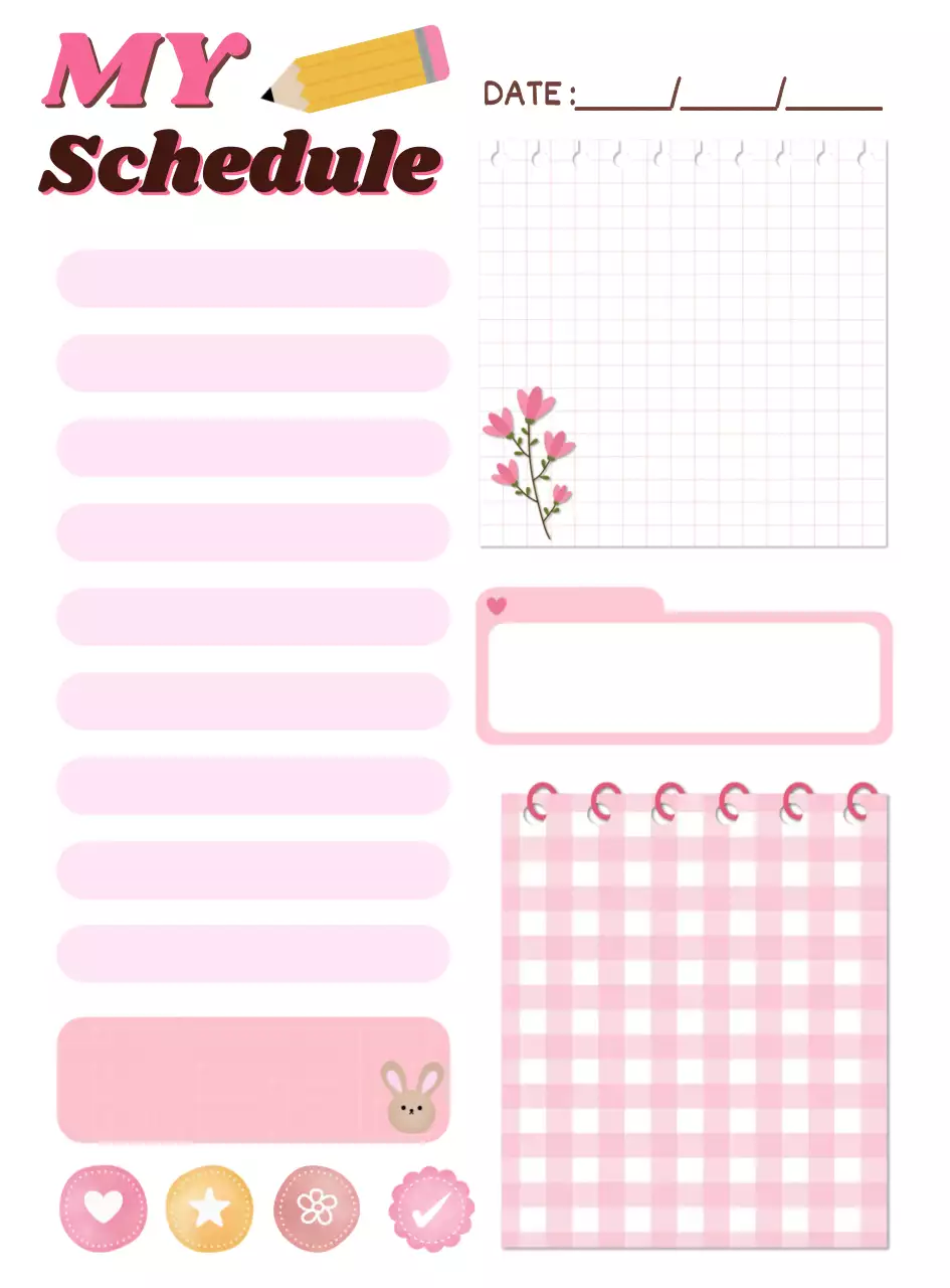 심플하게 핑크색 일정과 메모