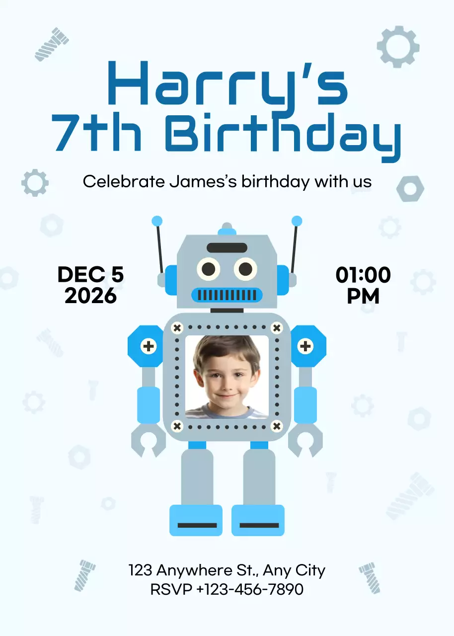 Poster mời sinh nhật màu xanh cổ điển