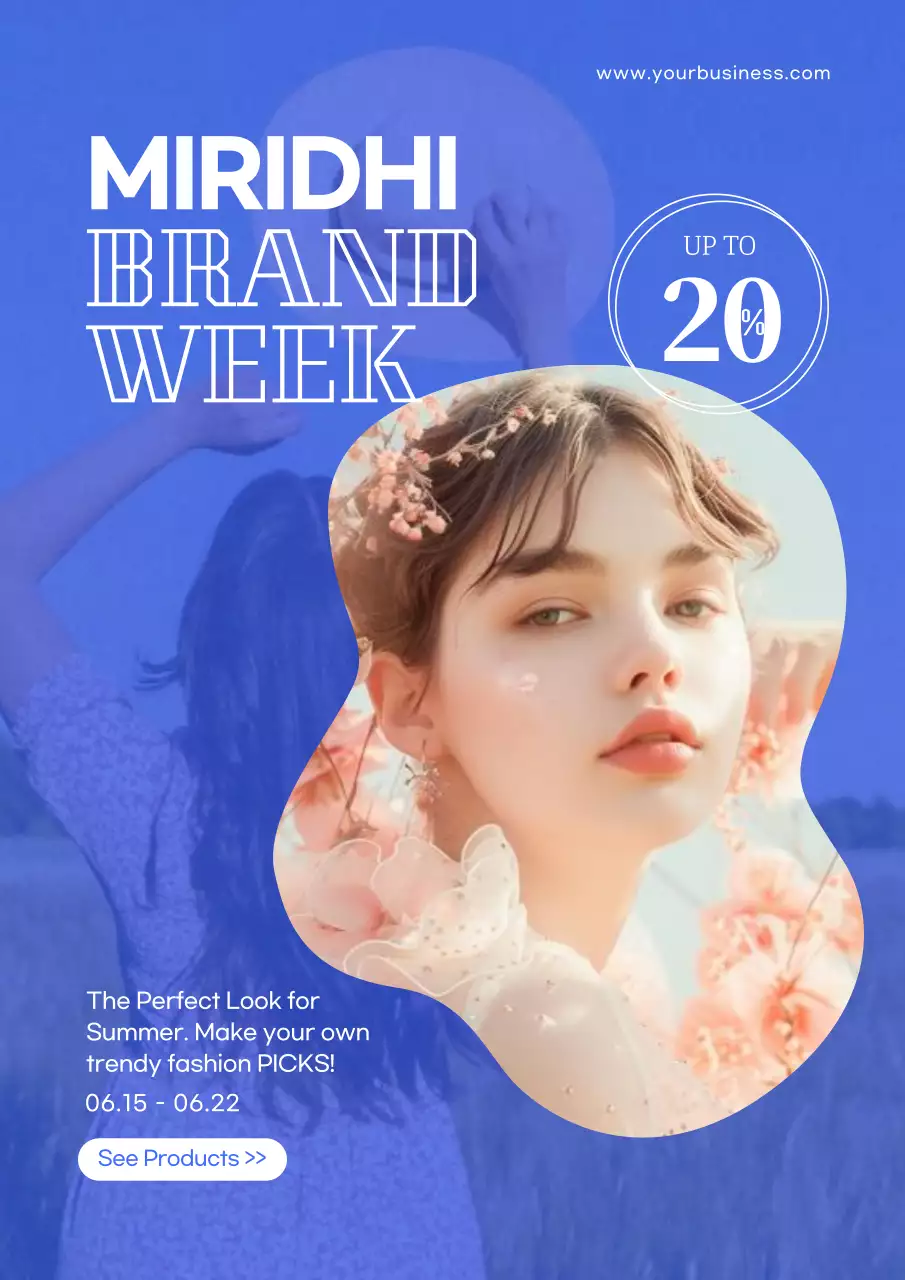 Blue Trendy Fashion Promotion Poster