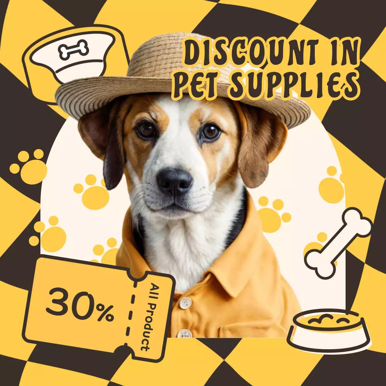 Yellow Trendy Pet Promotion Social Media Post