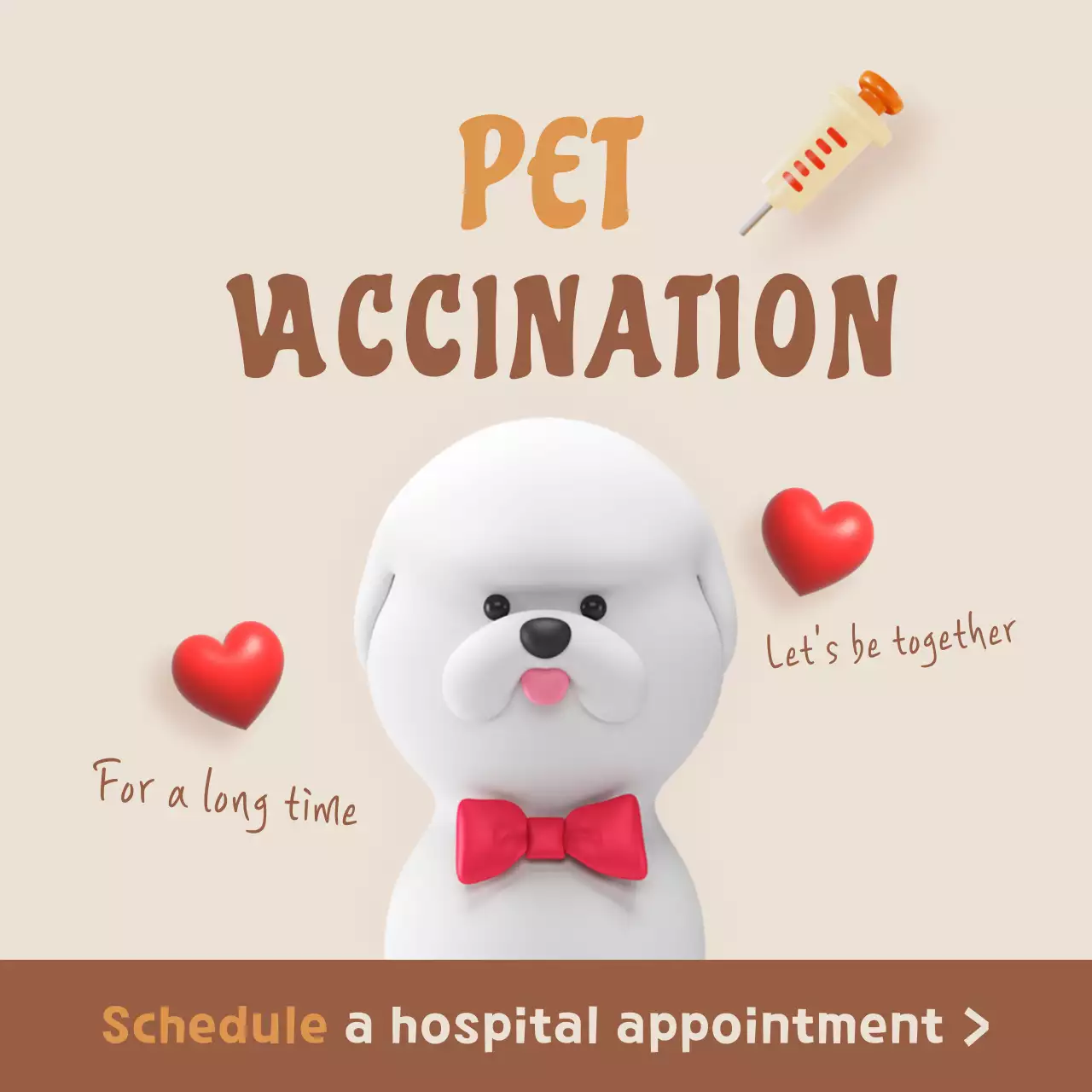 베이지 심플 반려동물 공지 인스타그램 포스트