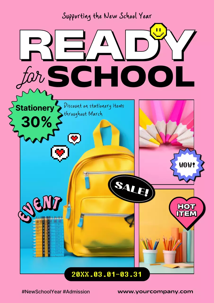 Pink Trendy School Promotion Poster
