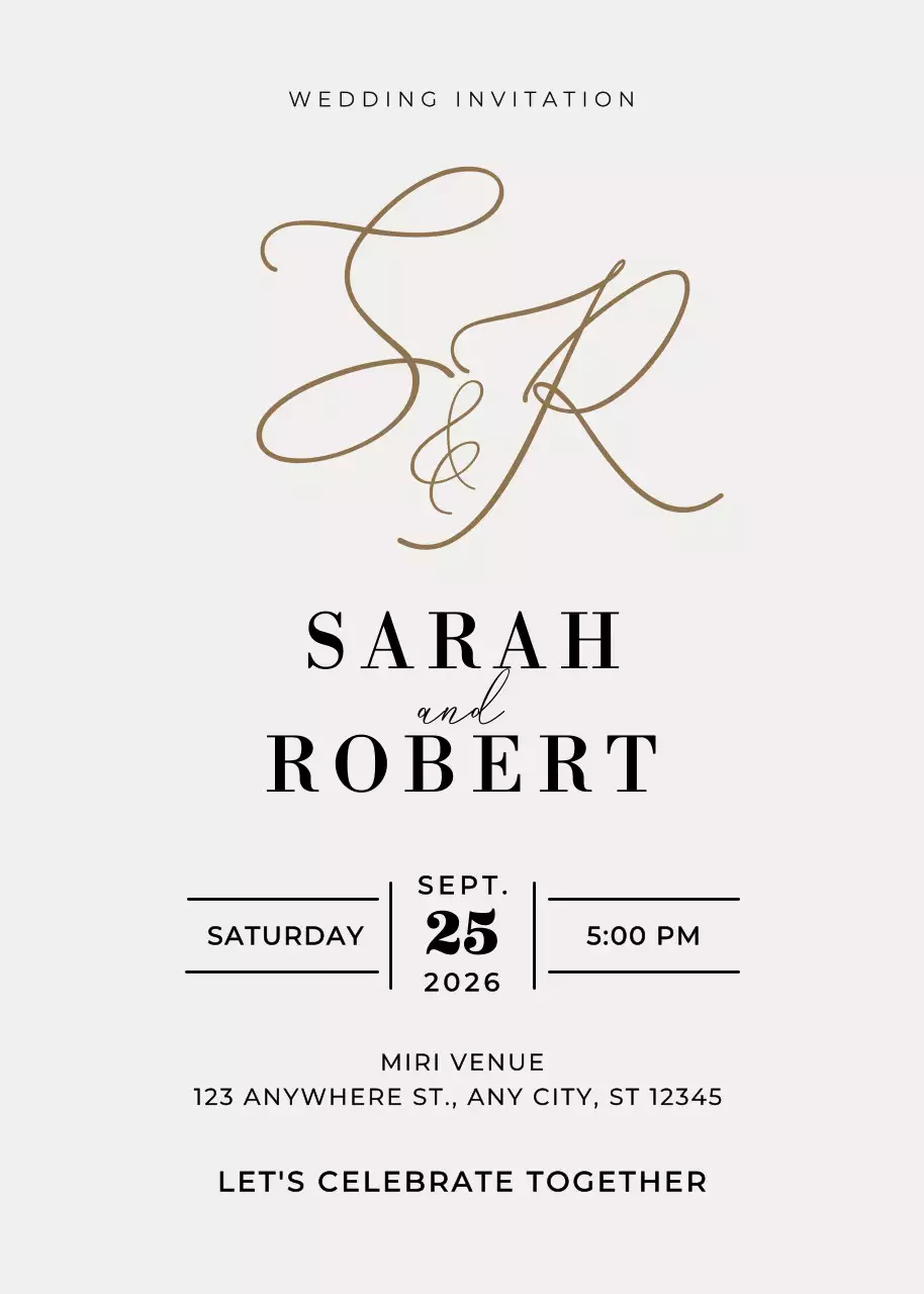 lời mời đám cưới thanh lịch màu be