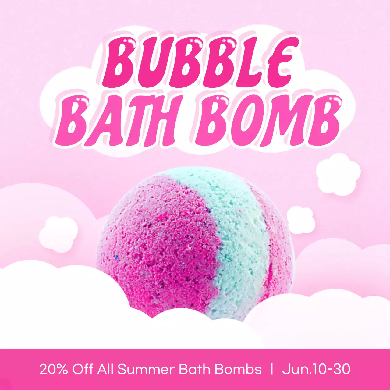 Pink Retro Bath Bomb Promotion Social Media Post