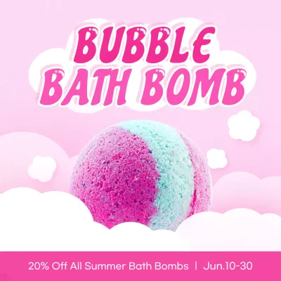 Pink Retro Bath Bomb Promotion Social Media Post