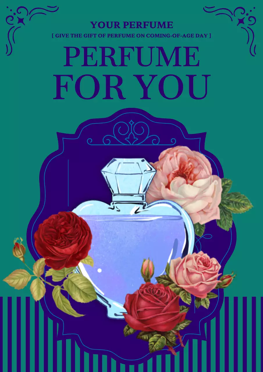 Teal Elegant Perfume Promotion Poster