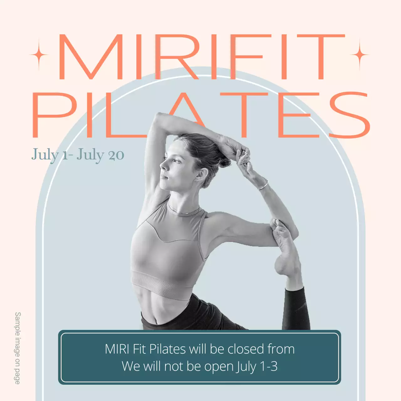 베이지 주황색의 필라테스 워크샵 휴무 공지