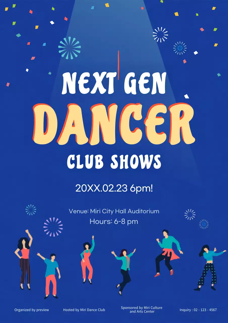 Blue Trendy Dance Event Announcement Poster