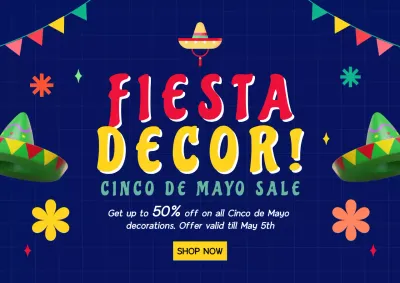 Blue Retro Fiesta Promotion Poster