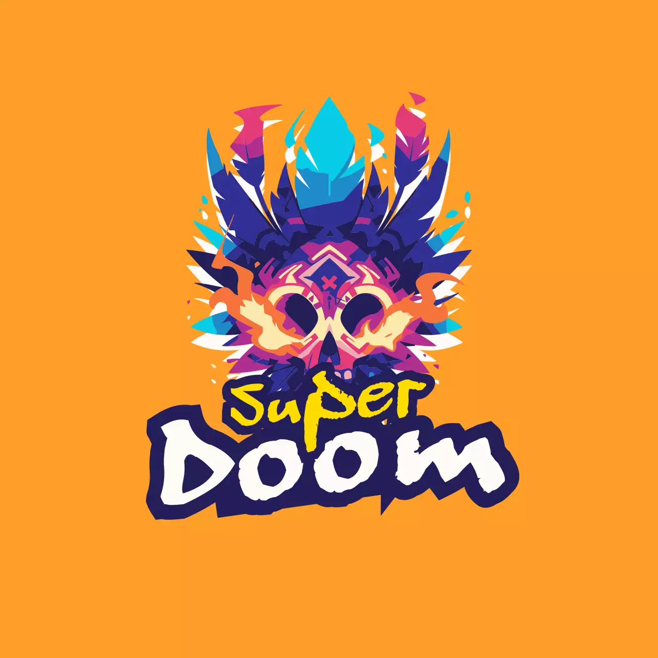 Orange Psychedelic Skull Sticker YouTube Thumbnail