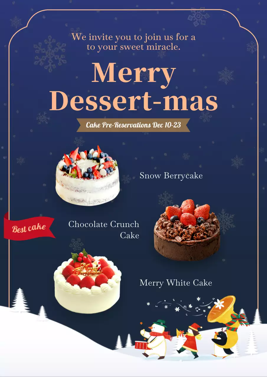 Navy Festive Dessert Promotion Poster
