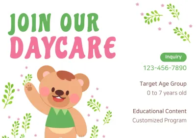 Pink Cute Daycare Advertisement Poster
