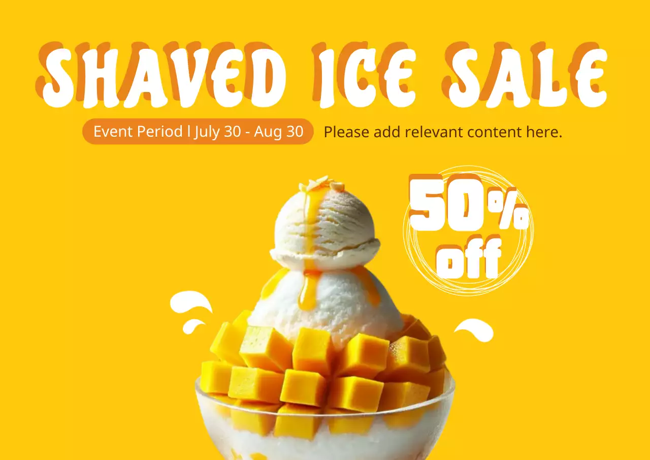 Yellow Trendy Dessert Promotion Poster