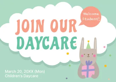 Green Cute Daycare Invitation Poster