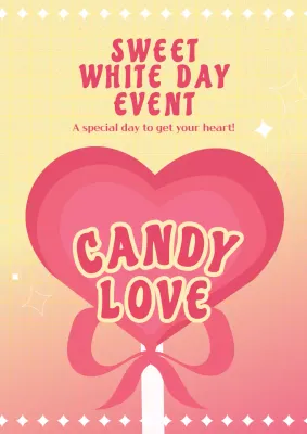 White Day event highlighting pink heart lollipops