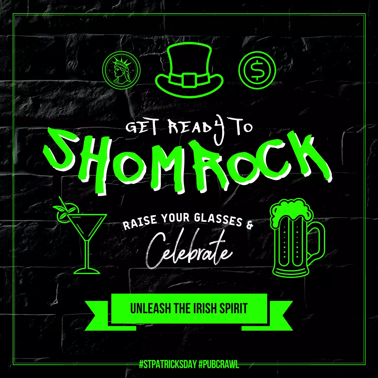 green retro St Patrick's event