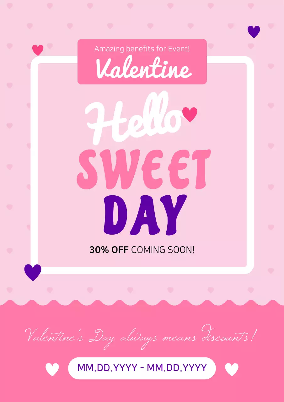 Pink Trendy Valentine's Promotion Poster
