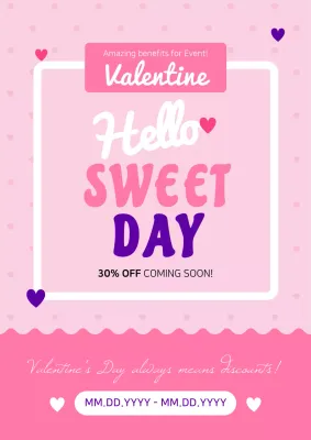 Pink Trendy Valentine's Promotion Poster