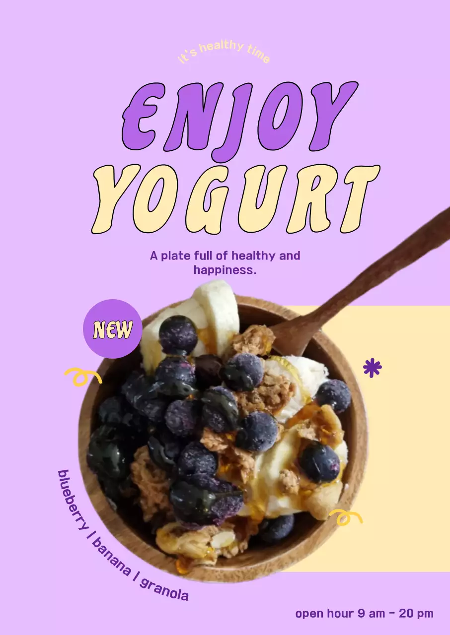 紫と黄色の組み合わせでダイナミックなタイトルが入ったポスター。