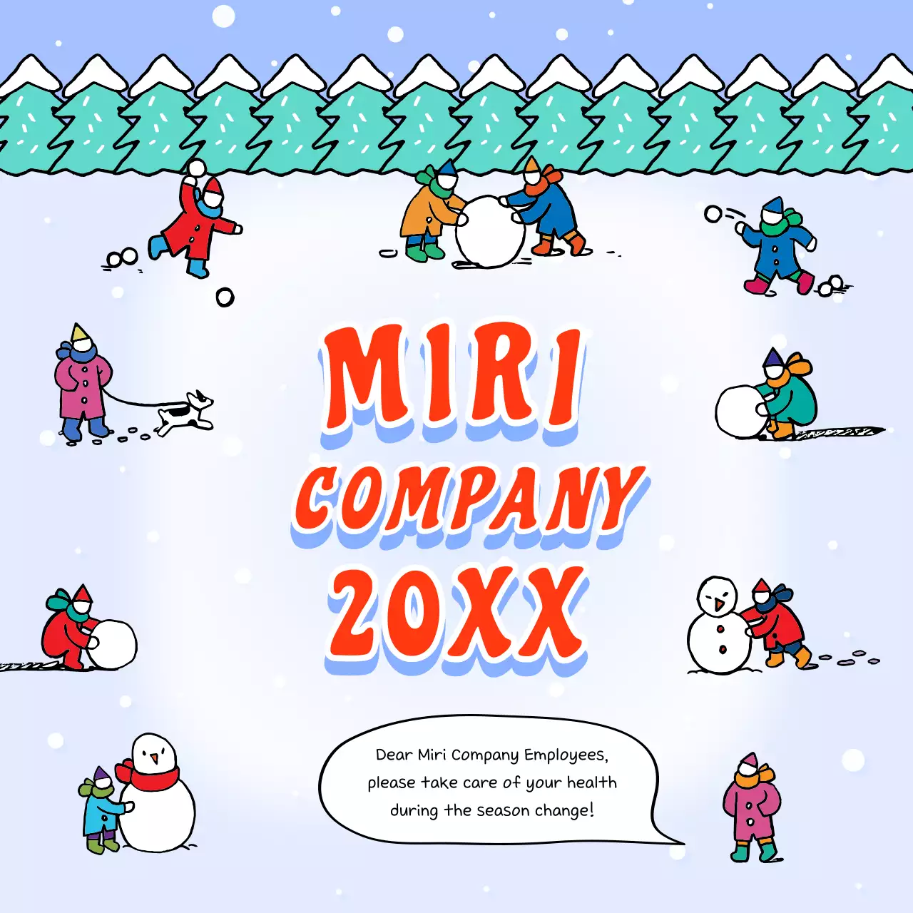 Light blue winter illustration greeting card