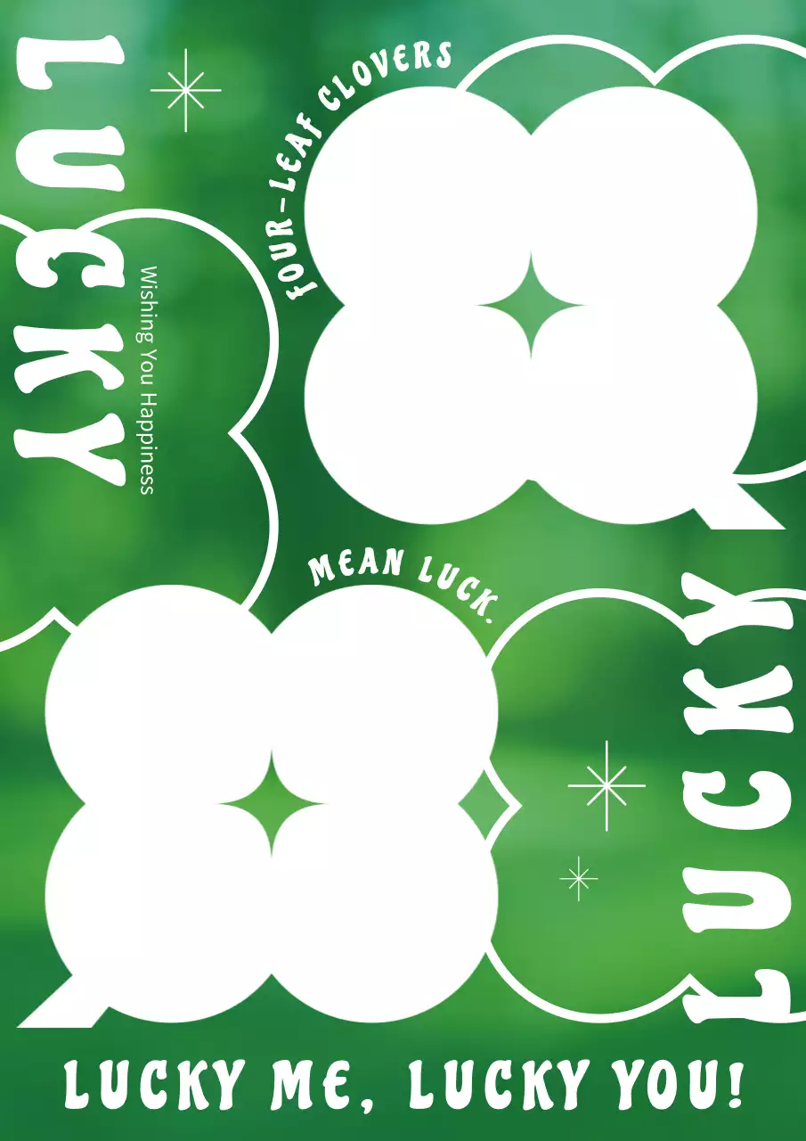 Cute four-leaf clover accented design poster in white