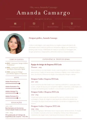 Documento de currículo profissional vermelho