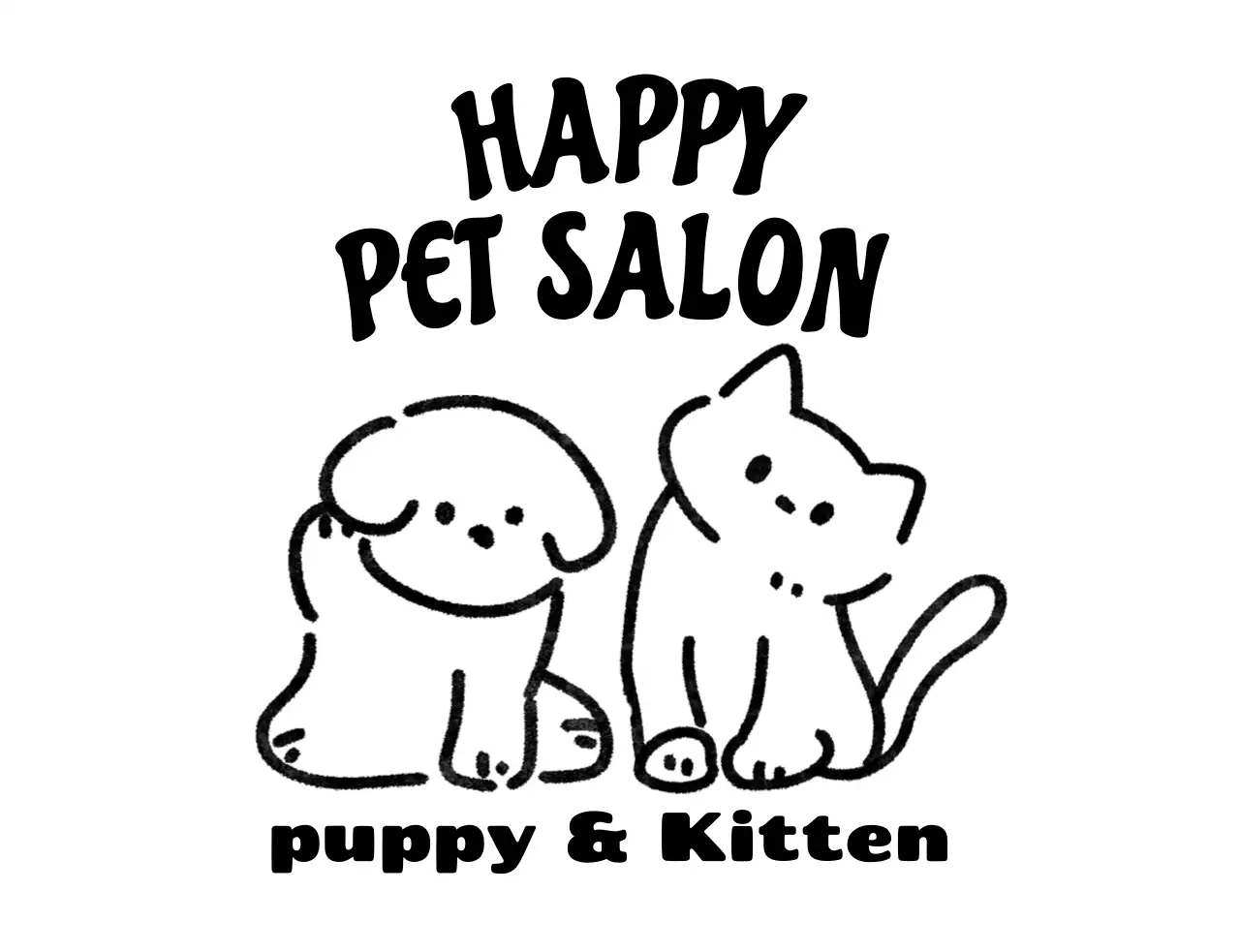 귀여운 드로잉 일러스트의 애완동물 미용샵